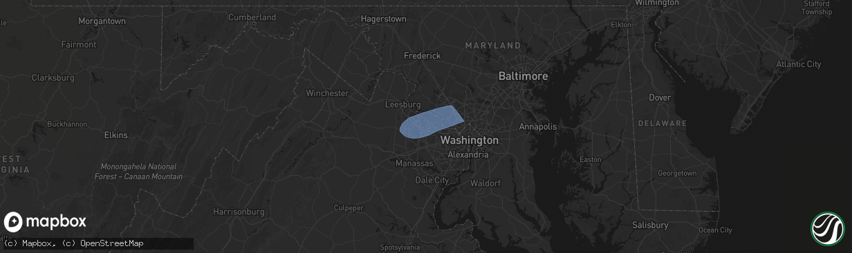 Hail map in Herndon, VA on March 16, 2026
