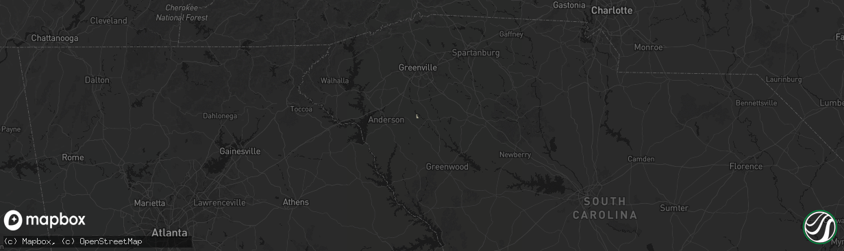 Hail map in Honea Path, SC on March 16, 2026