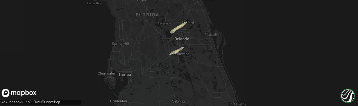 Hail map in Kissimmee, FL on March 16, 2026