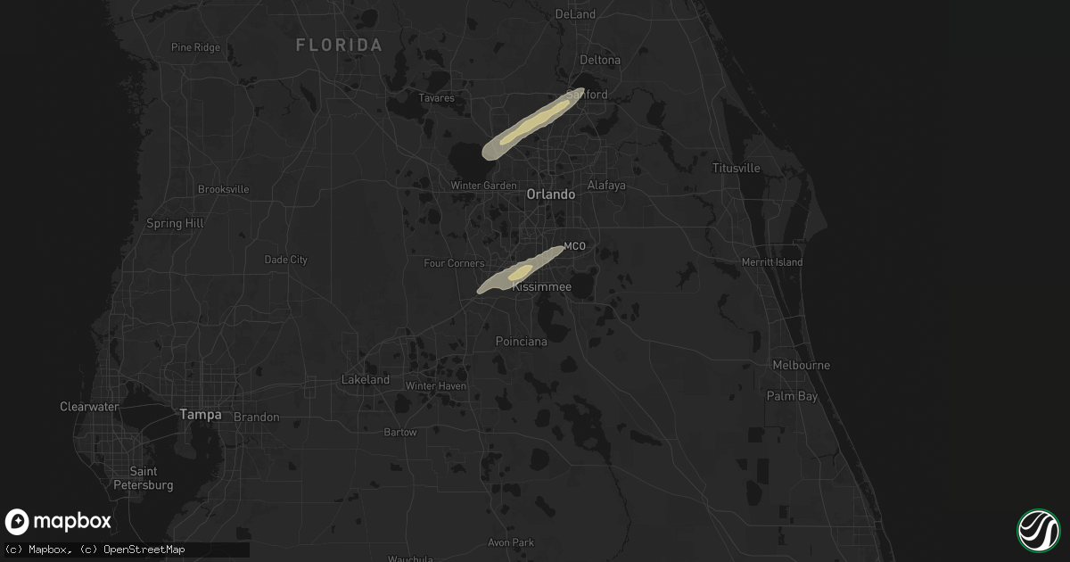 Hail map in Kissimmee, FL on March 16, 2026