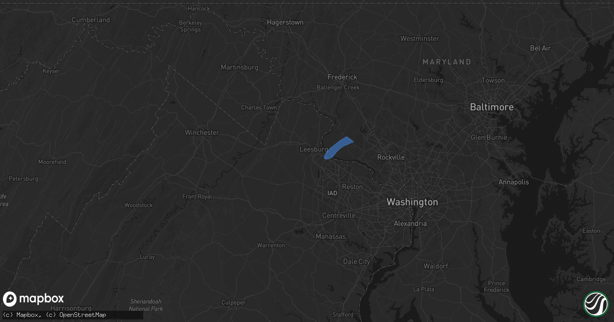 Hail map in Leesburg, VA on March 16, 2026