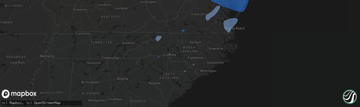 Hail map in North Carolina on March 16, 2026