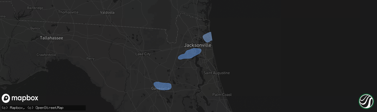 Hail map in Orange Park, FL on March 16, 2026