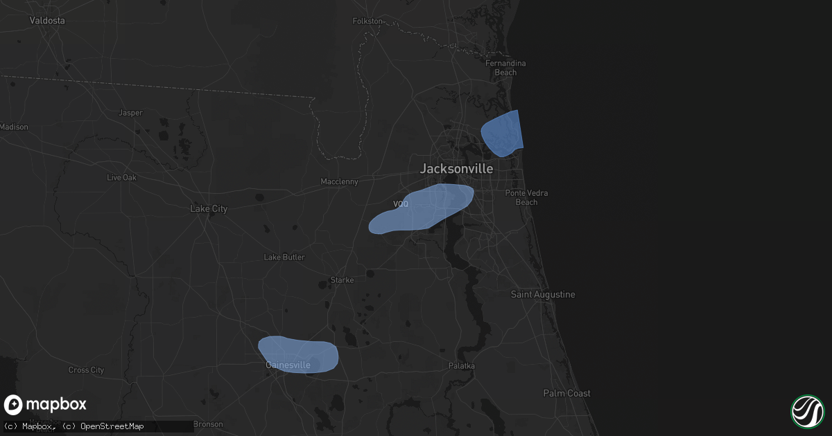 Hail map in Orange Park, FL on March 16, 2026