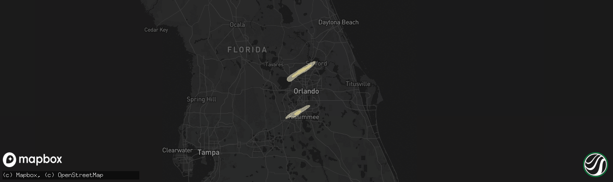 Hail map in Orlando, FL on March 16, 2026