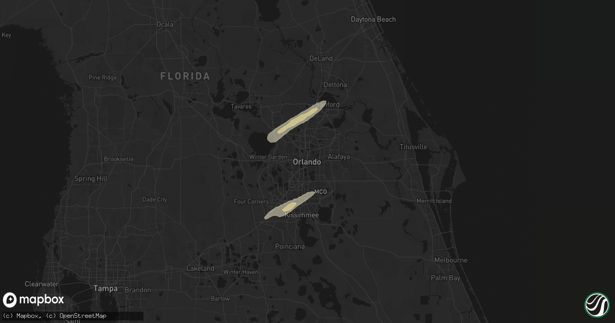 Hail map in Orlando, FL on March 16, 2026