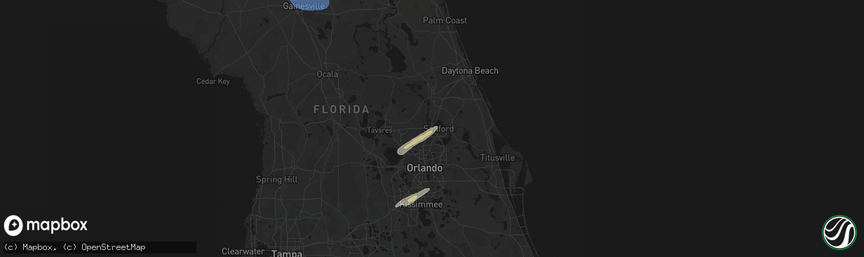 Hail map in Sanford, FL on March 16, 2026