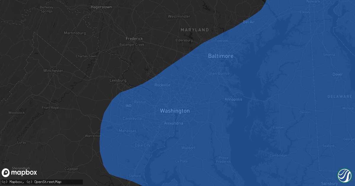 Hail map in Silver Spring, MD on March 16, 2026