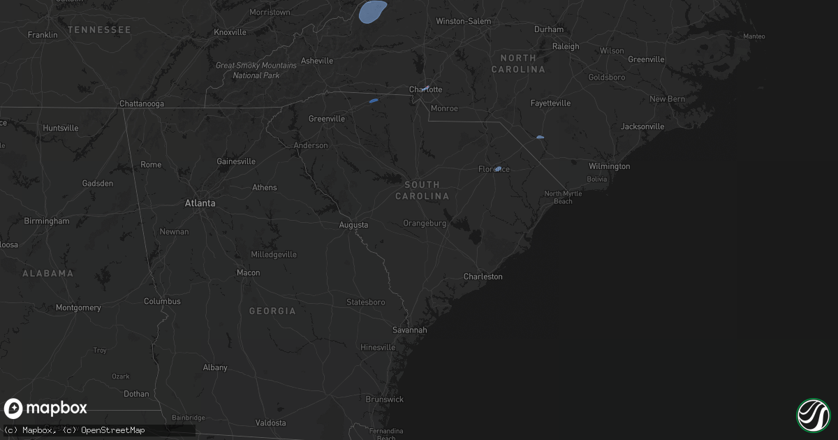 Hail map in South Carolina on March 16, 2026