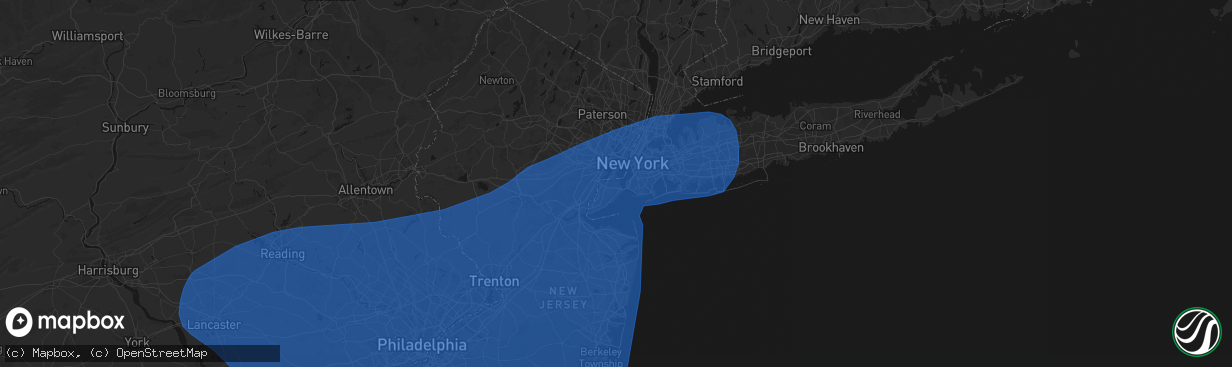 Hail map in Staten Island, NY on March 16, 2026