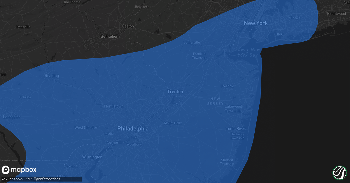 Hail map in Trenton, NJ on March 16, 2026