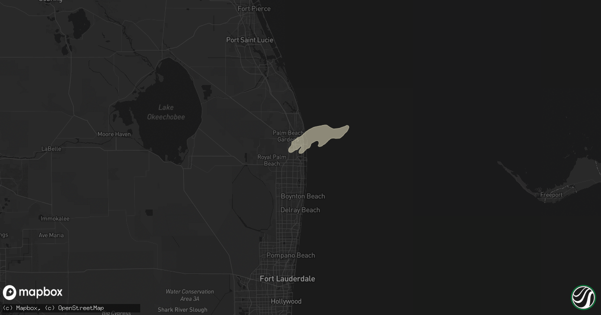 Hail map in West Palm Beach, FL on March 16, 2026