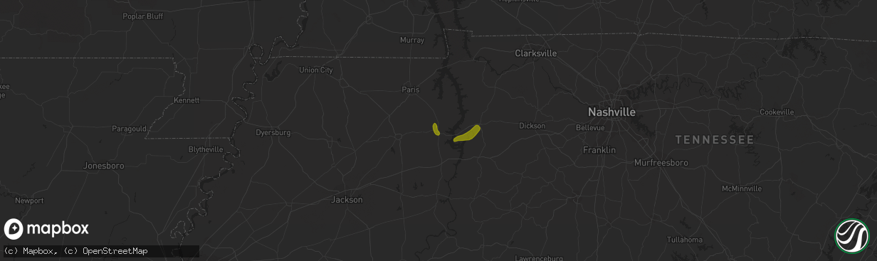 Hail map in Camden, TN on March 17, 2013