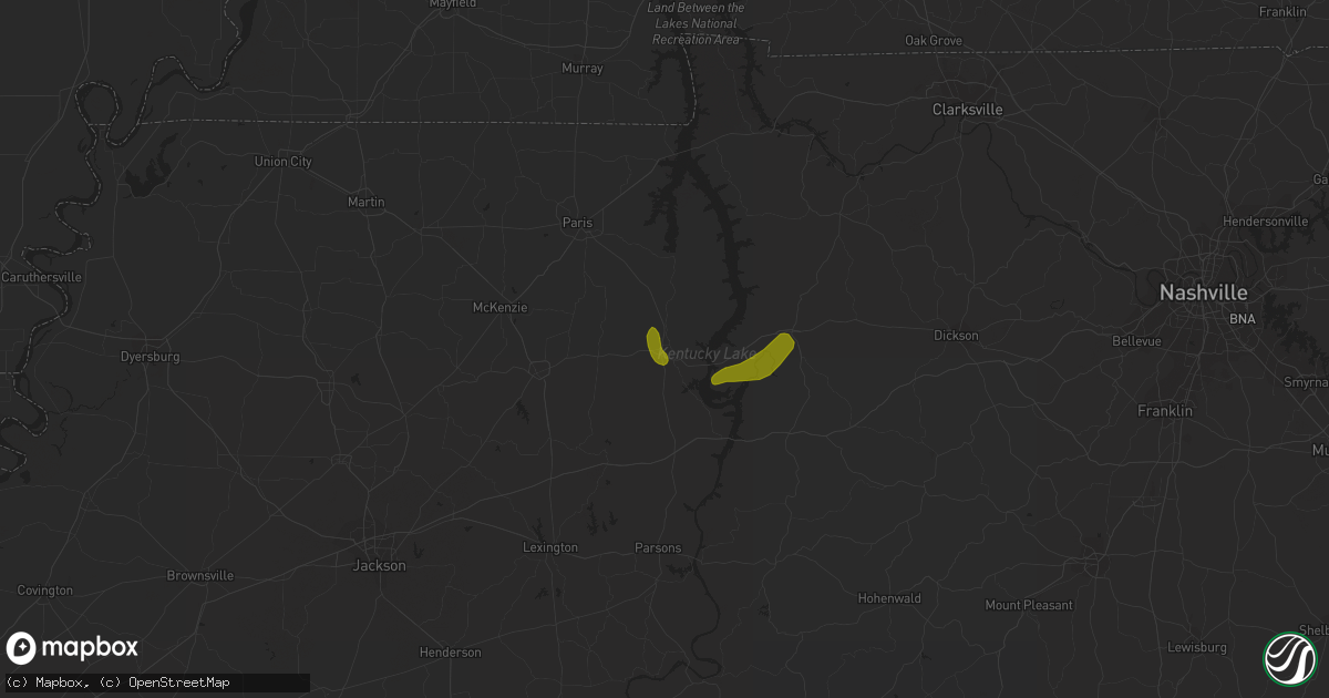 Hail map in Camden, TN on March 17, 2013