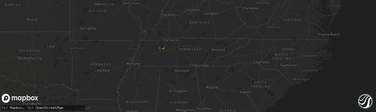 Hail map in Tennessee on March 17, 2013