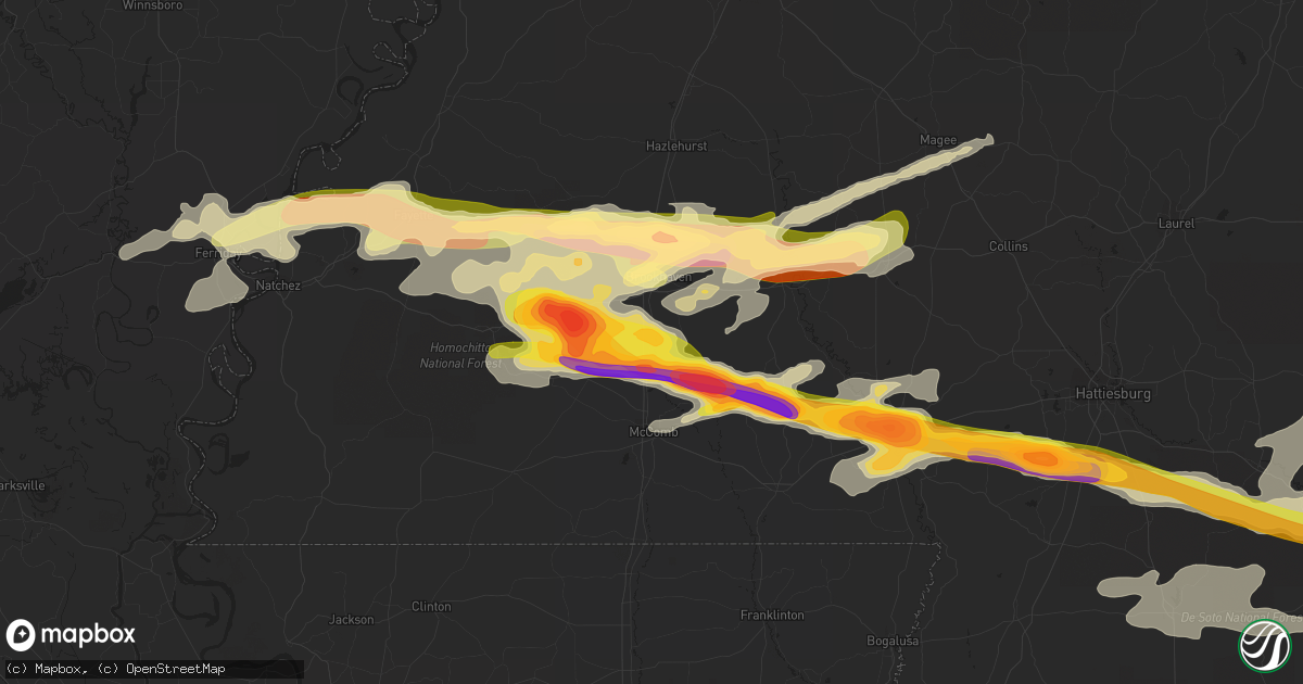 Hail map in Bogue Chitto, MS on March 17, 2016