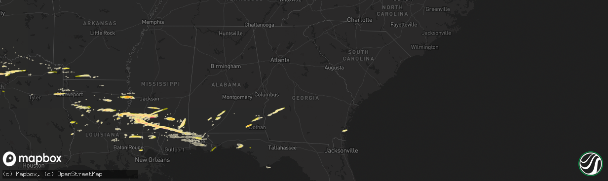 Hail map in Georgia on March 17, 2016