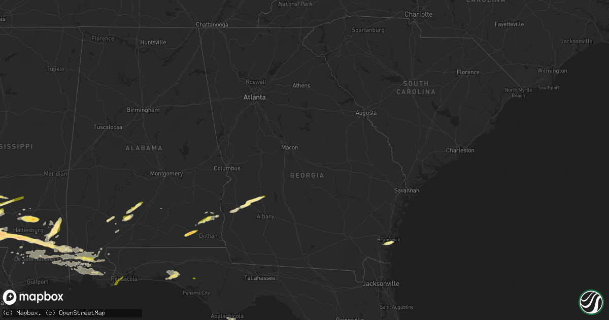 Hail map in Georgia on March 17, 2016