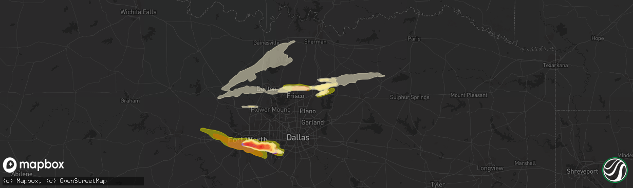 Hail map in Mckinney, TX on March 17, 2016