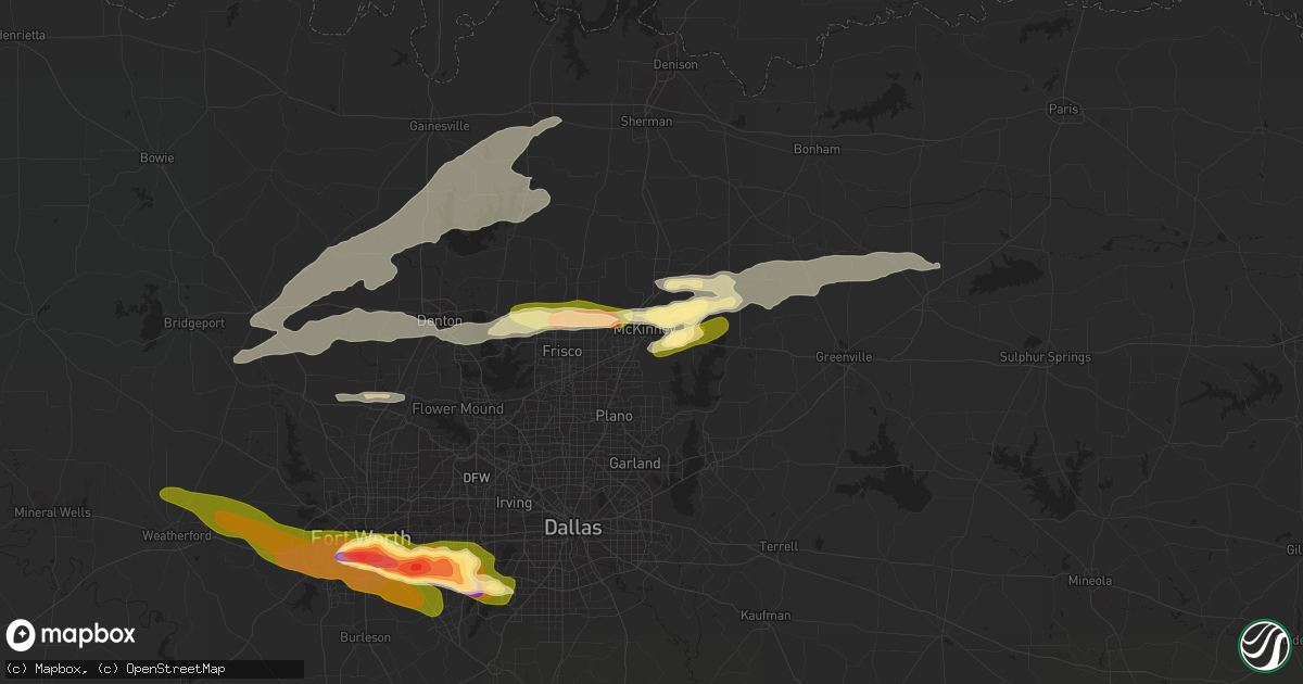 Hail map in Mckinney, TX on March 17, 2016