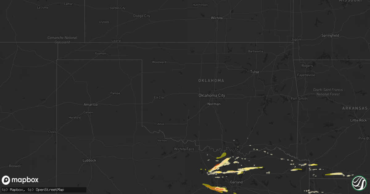 Hail map in Oklahoma on March 17, 2016