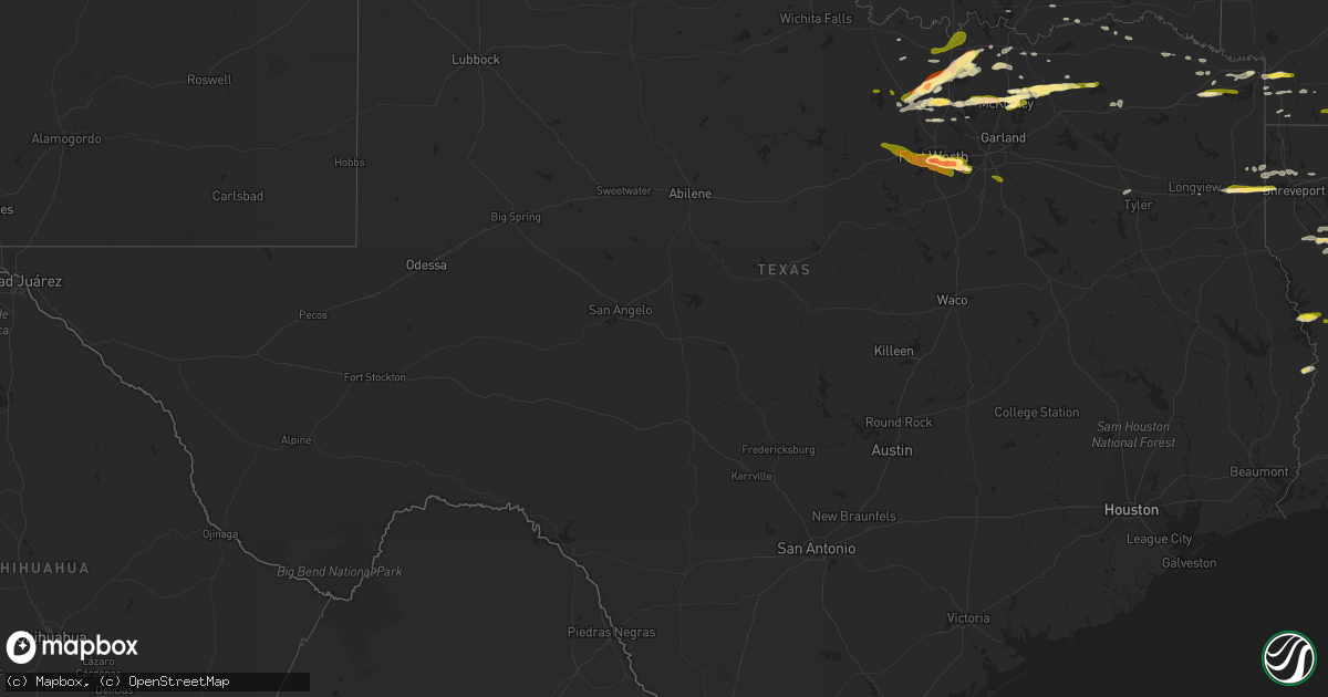 Hail map in Texas on March 17, 2016