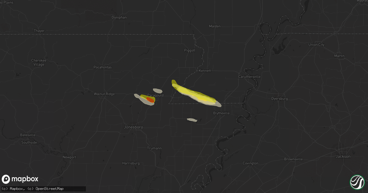 Hail map in Arbyrd, MO on March 17, 2017