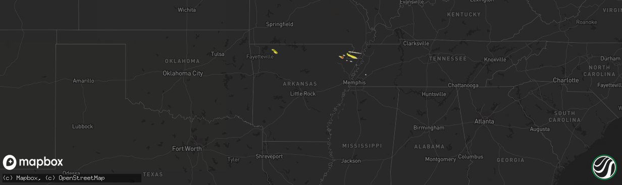 Hail map in Arkansas on March 17, 2017