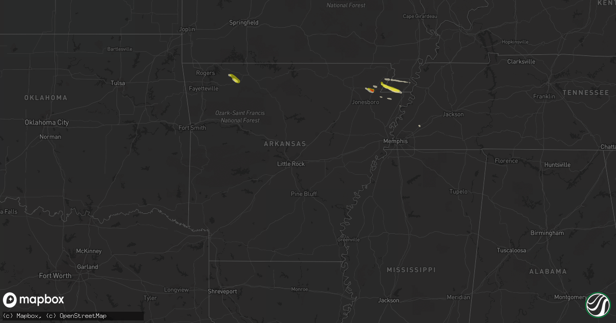 Hail map in Arkansas on March 17, 2017