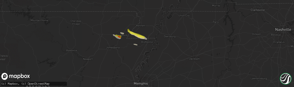 Hail map in Blytheville, AR on March 17, 2017