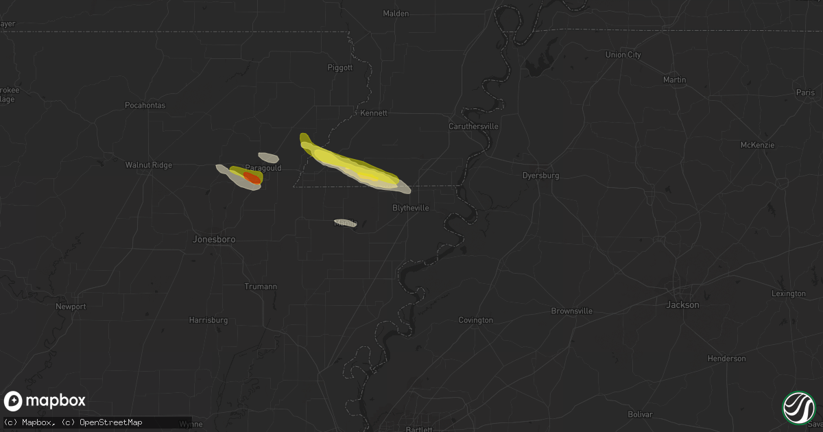 Hail map in Blytheville, AR on March 17, 2017