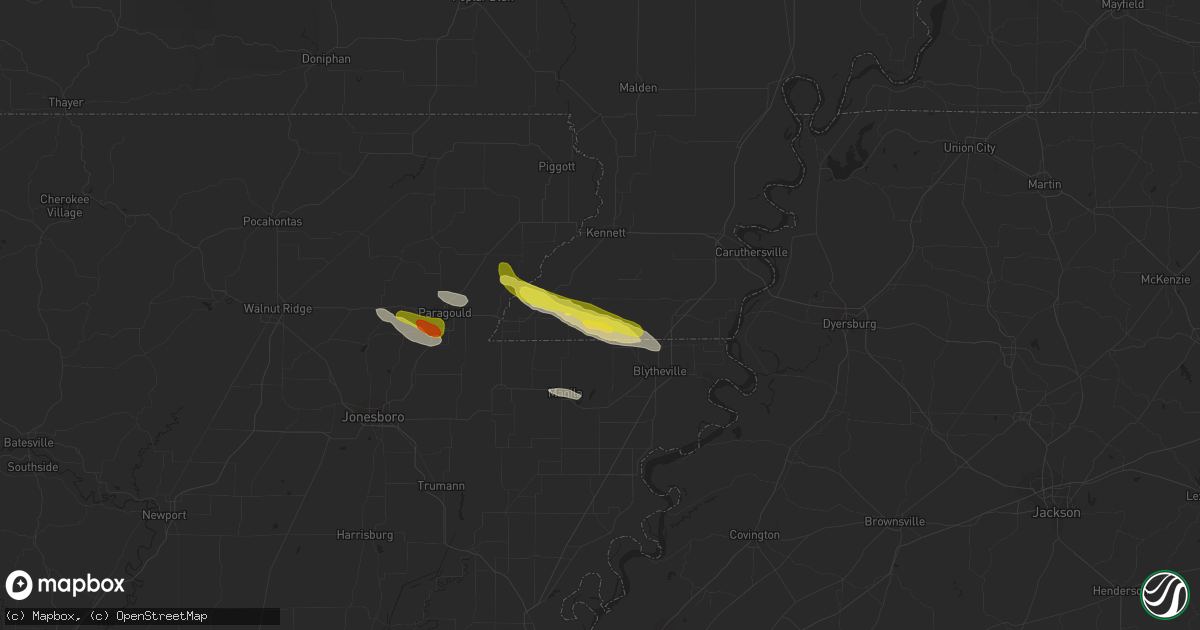 Hail map in Hornersville, MO on March 17, 2017