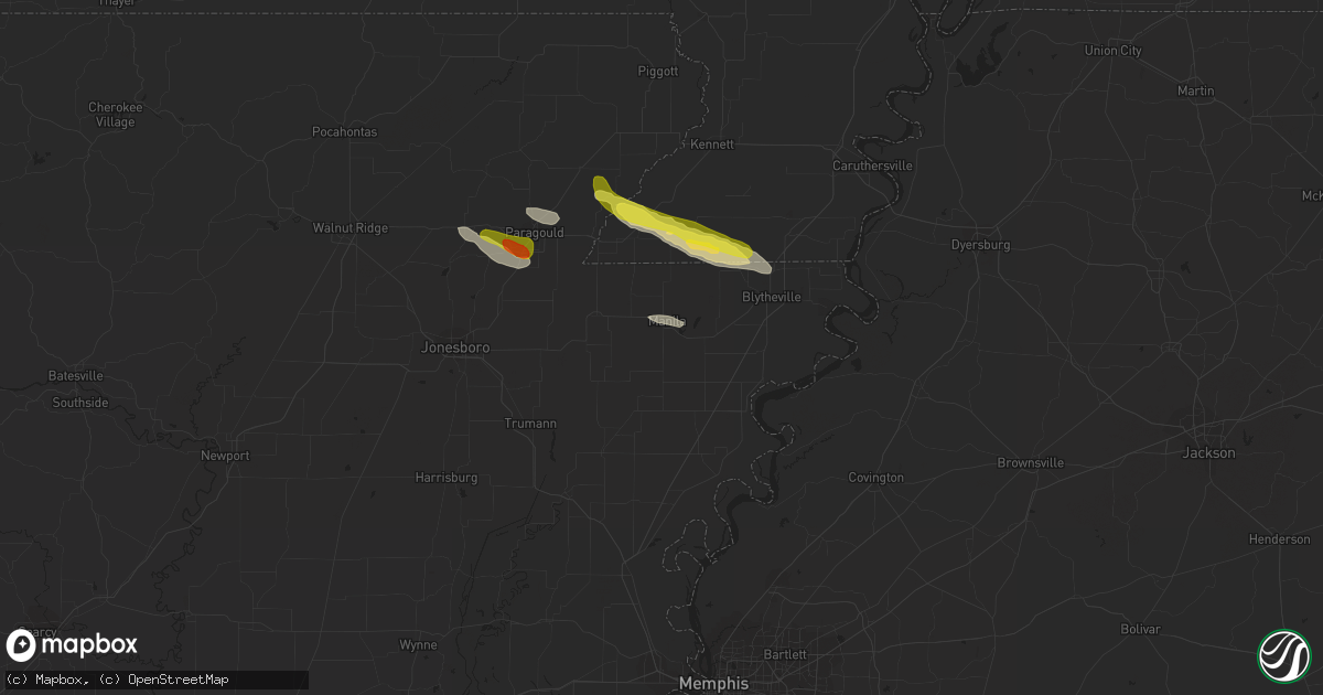 Hail map in Manila, AR on March 17, 2017