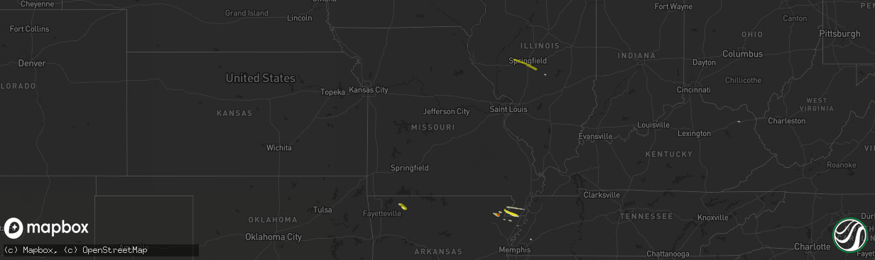 Hail map in Missouri on March 17, 2017