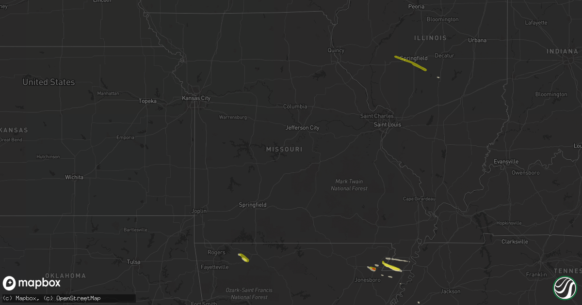 Hail map in Missouri on March 17, 2017