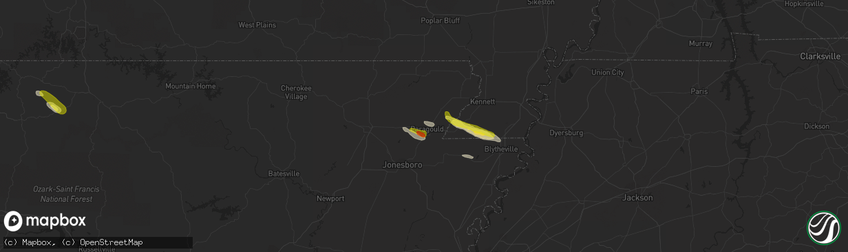 Hail map in Paragould, AR on March 17, 2017