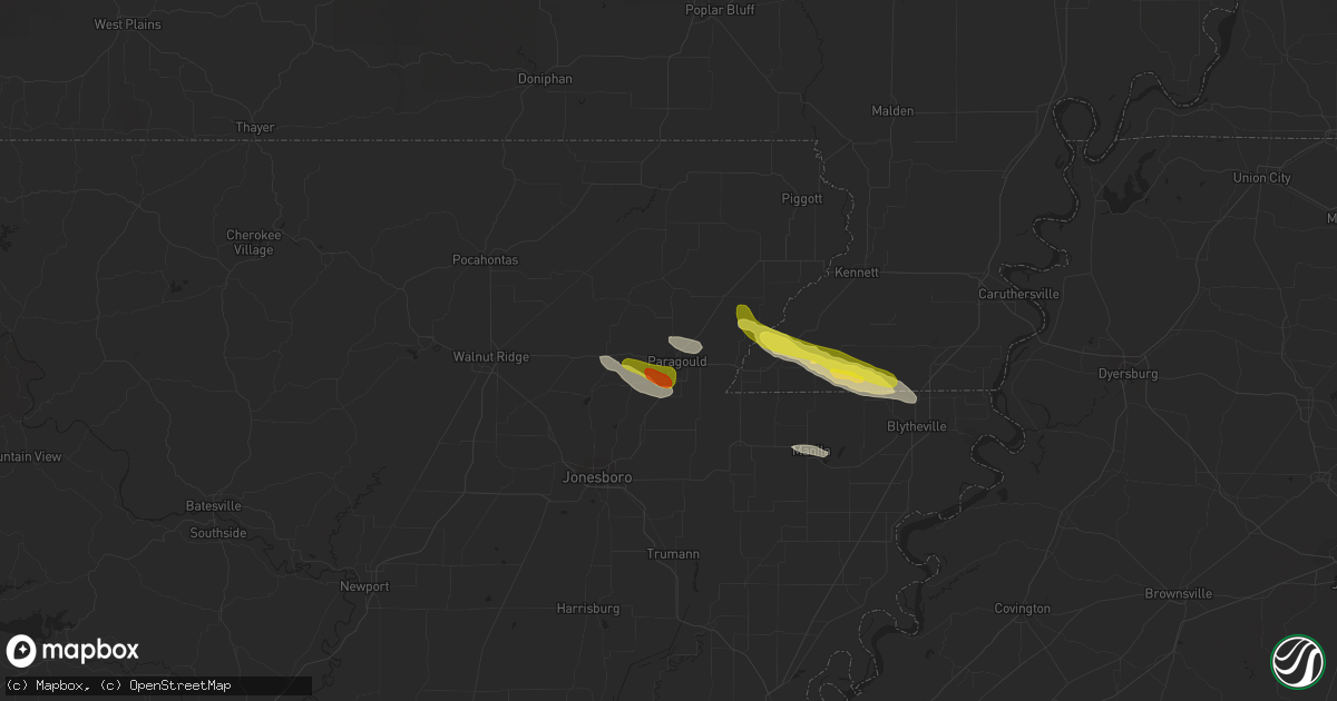 Hail map in Paragould, AR on March 17, 2017