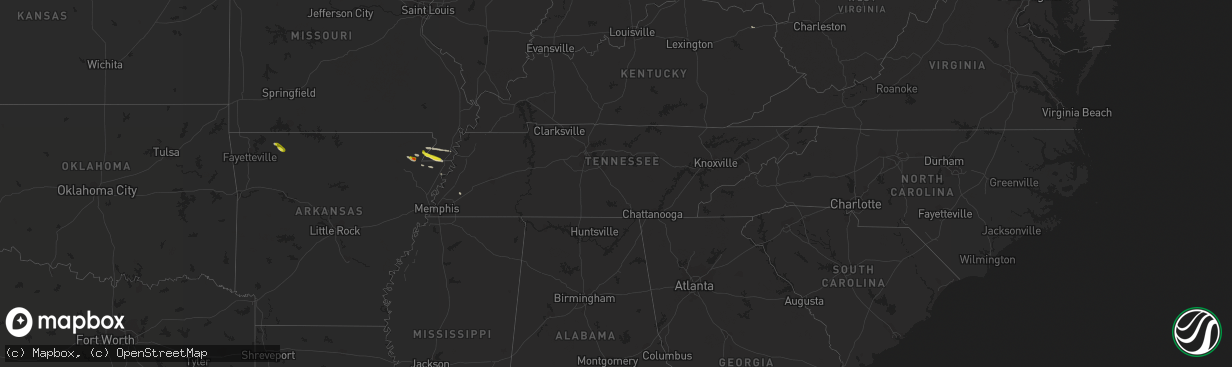 Hail map in Tennessee on March 17, 2017