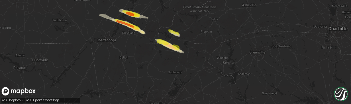 Hail map in Blairsville, GA on March 17, 2018