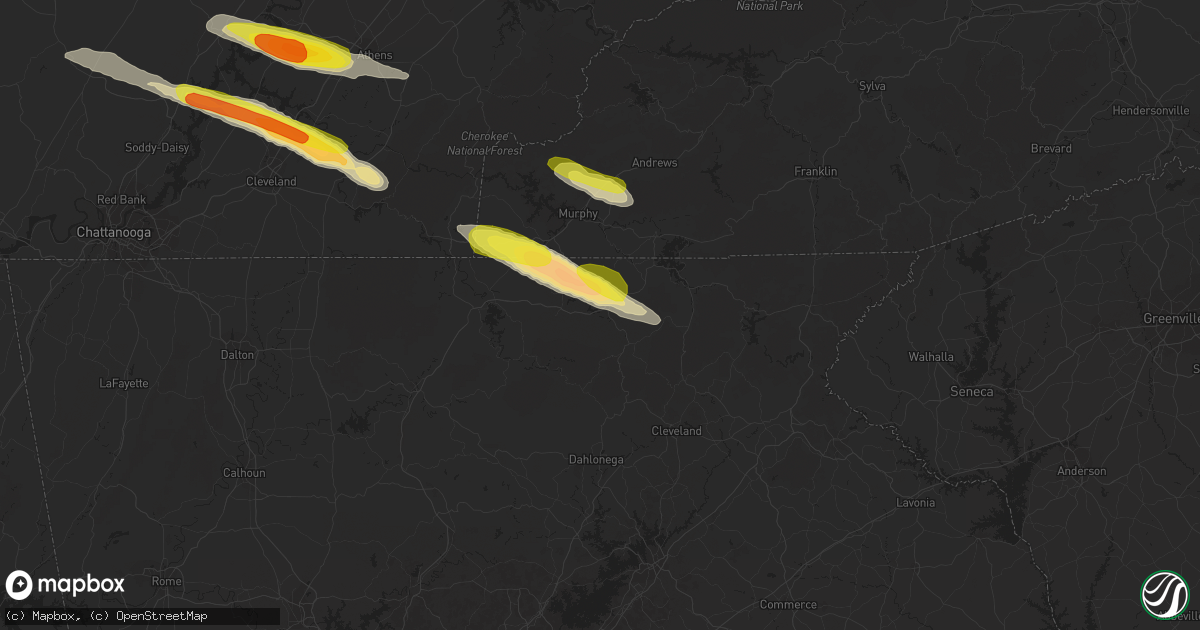 Hail map in Blairsville, GA on March 17, 2018