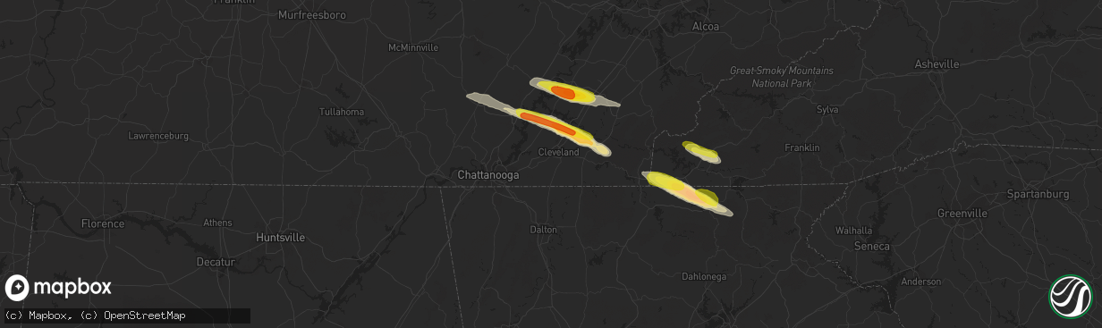 Hail map in Cleveland, TN on March 17, 2018