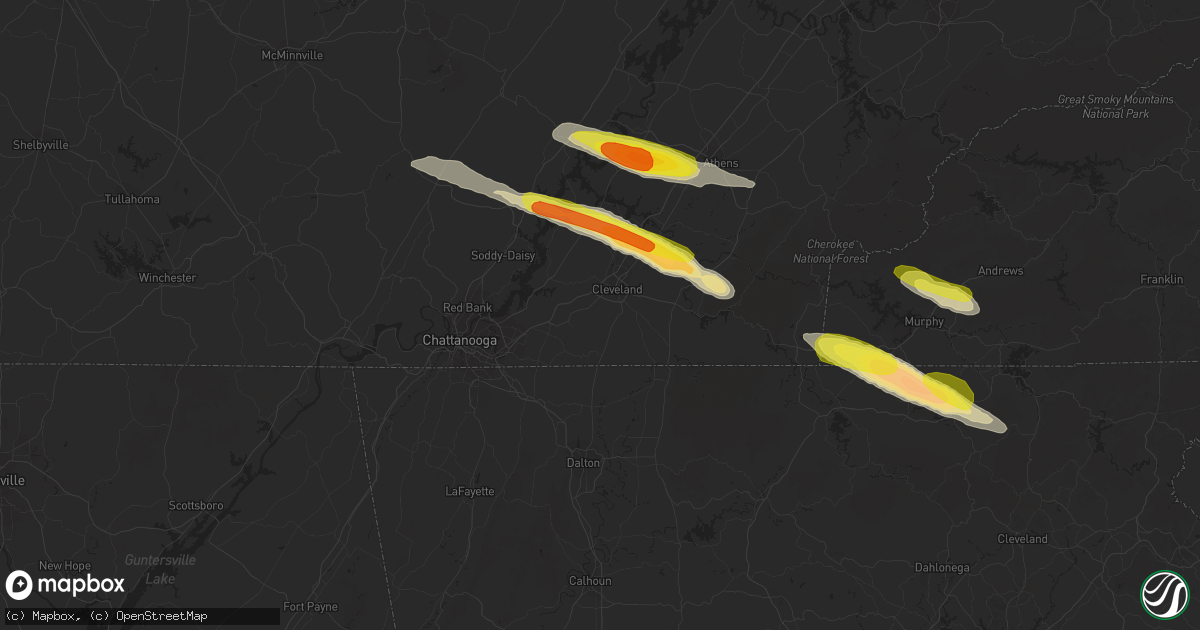 Hail map in Cleveland, TN on March 17, 2018