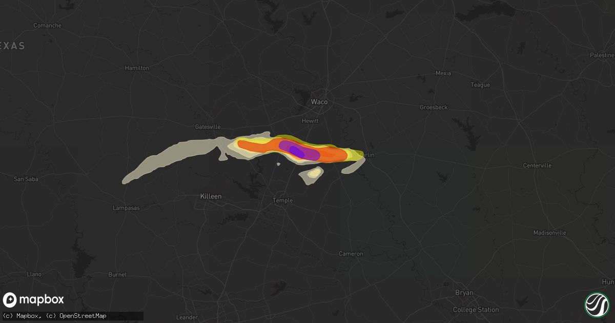 Hail map in Eddy, TX on March 17, 2018