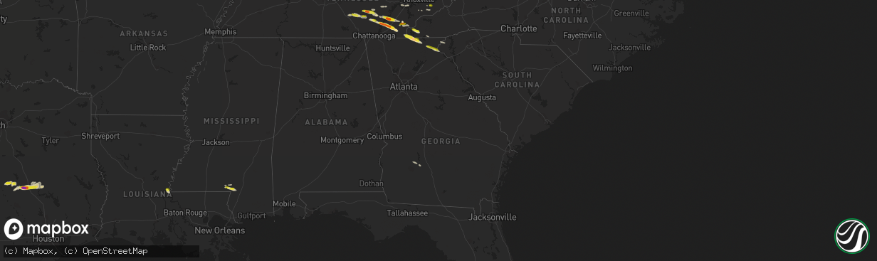 Hail map in Georgia on March 17, 2018