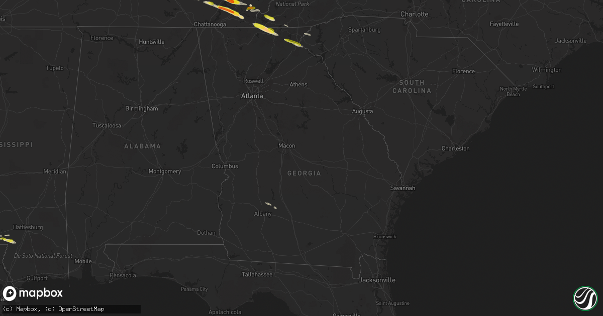 Hail map in Georgia on March 17, 2018