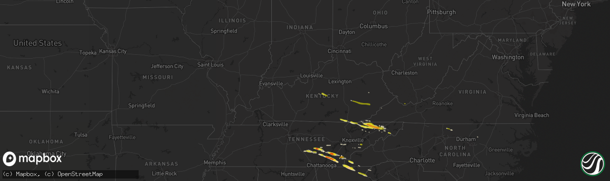 Hail map in Kentucky on March 17, 2018