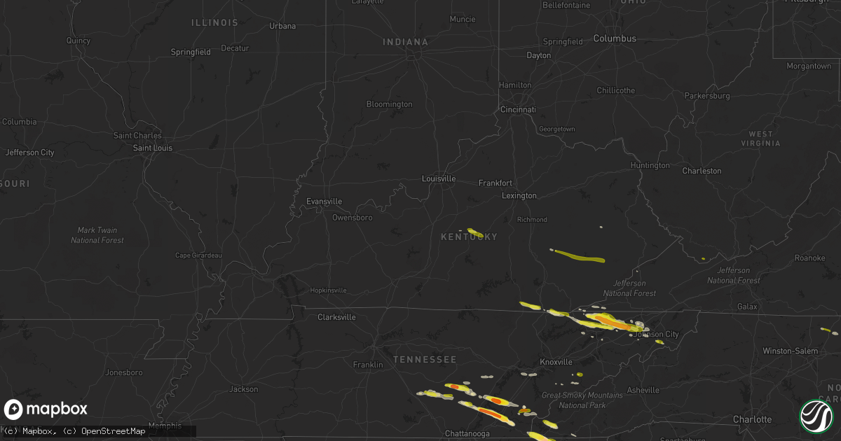 Hail map in Kentucky on March 17, 2018