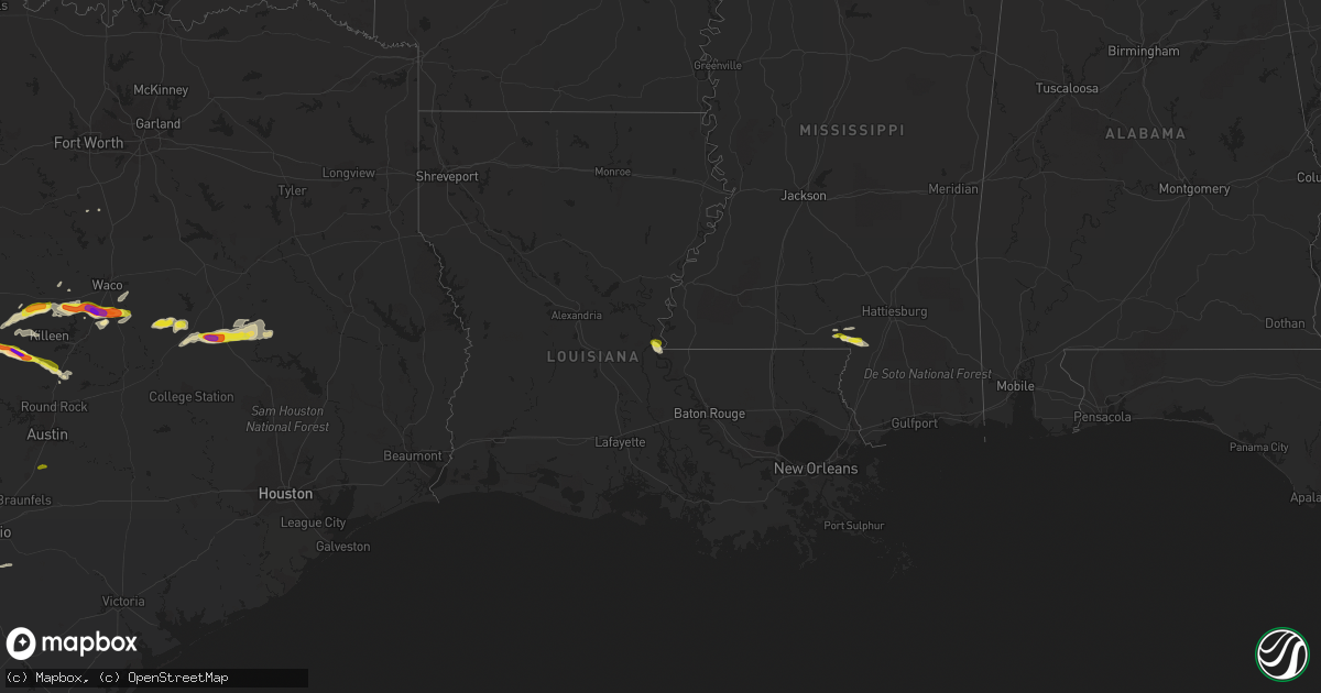Hail map in Louisiana on March 17, 2018
