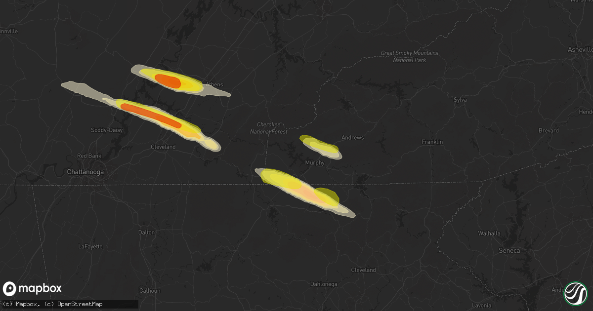 Hail map in Murphy, NC on March 17, 2018