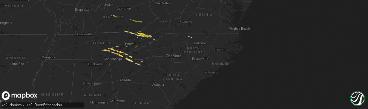 Hail map in North Carolina on March 17, 2018